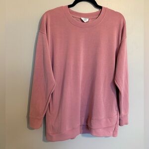 Sage Womens Sweater Size L Pink Modal Long Sleeve Crew Neck Top With Pockets